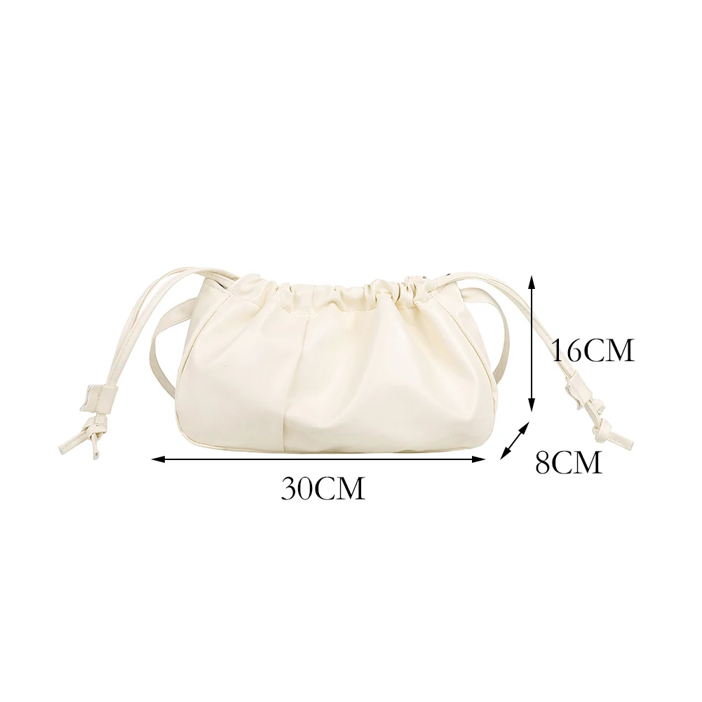 

Fashion Women Soft Pleated Crossbody Shoulder Bag Solid Color Messenger Cloud Bag Casual Ladies Small PU Leather Handbags Purses