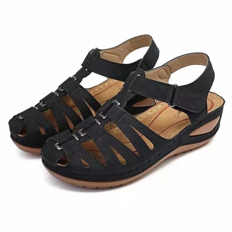 

Clogs Wedge Shoes Beige Heeled Sandals 2021 Summer Large Size Platform Comfort Black Velvet Girls Low Fashion Big Gladiator New