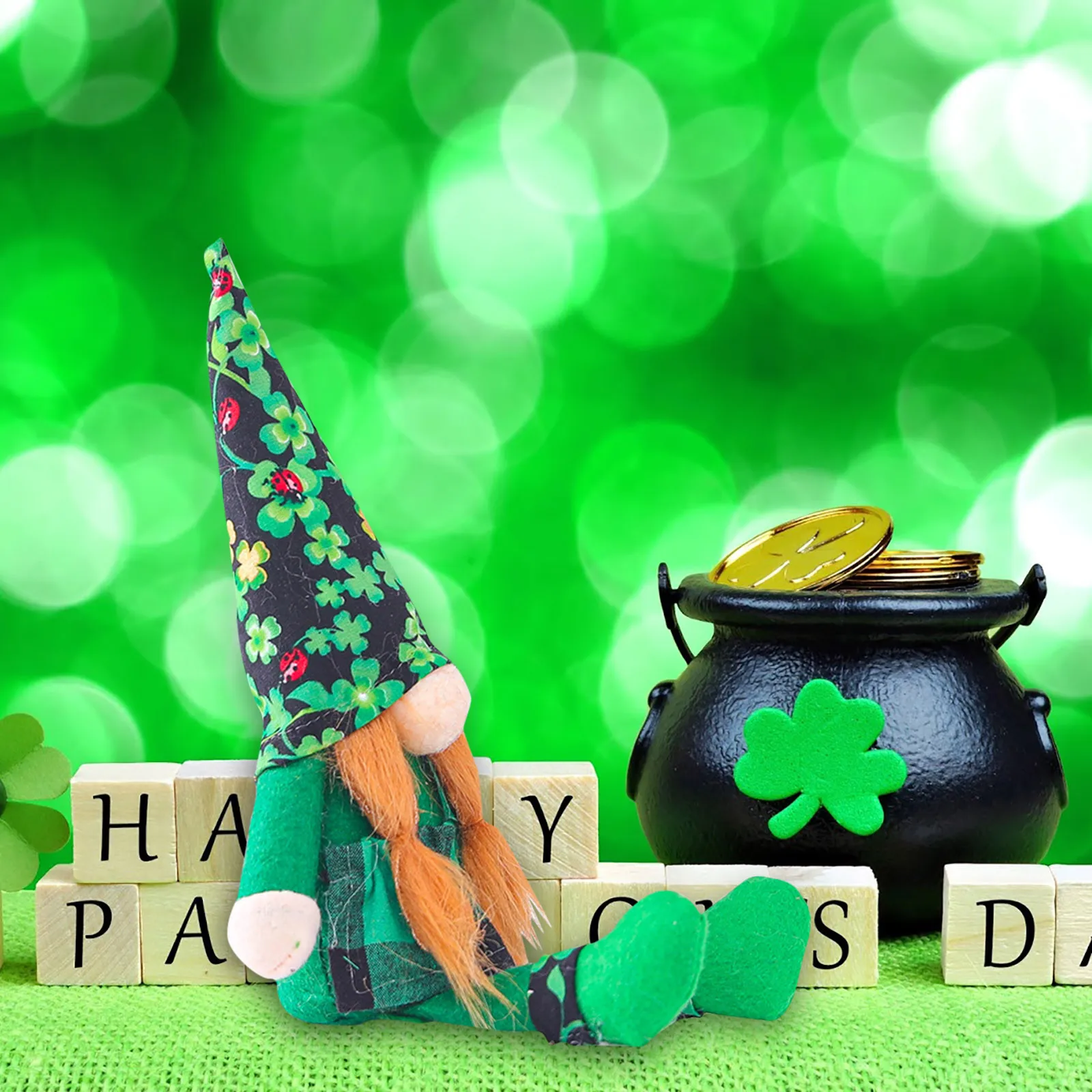 Зеленый карликовые Безликий куклы украшения ко Дню Святого Патрика Спальня