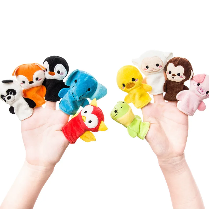

10 Cartoon Animal Finger Puppet Kinderen Favor puzzle Plush creative hand puppet doll toys for children parent-child interaction