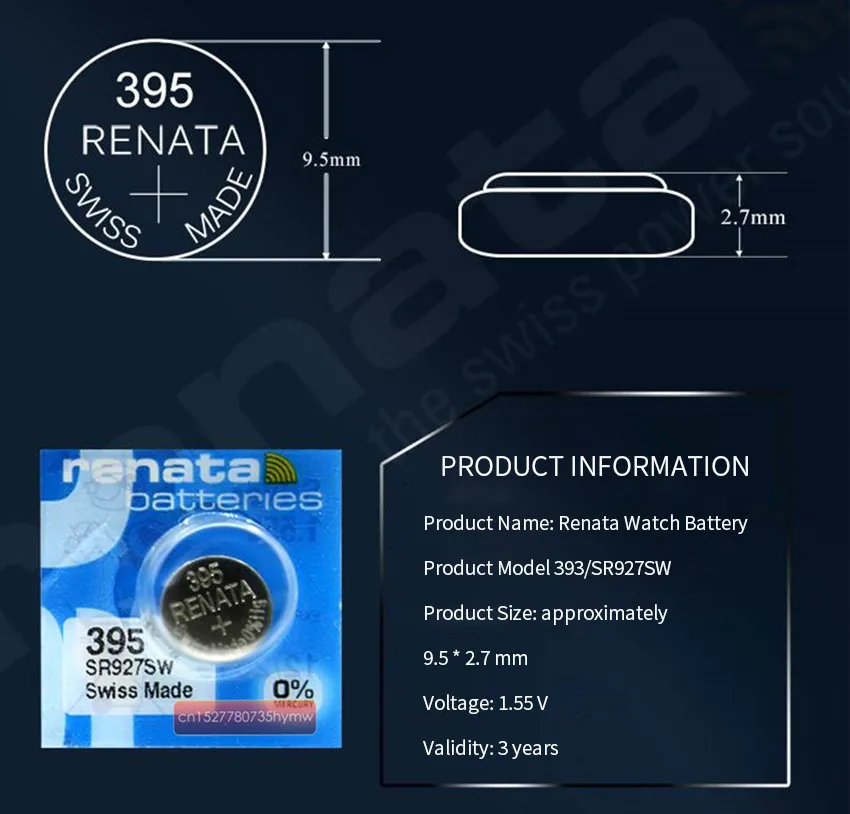 20 упаковок часов renata из оксида серебра 395 SR927SW 927 1 55 в 100% Renata аккумулятор |