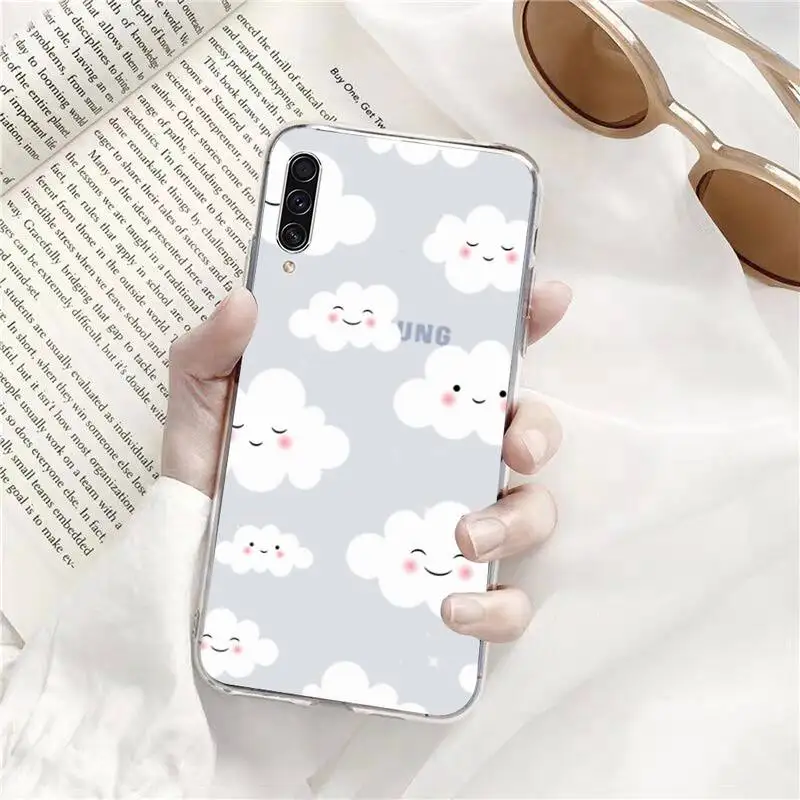 

clouds CUTE BLUE Phone Case Transparent for Samsung s9 s10 s20 Huawei honor P20 P30 P40 xiao mi note mi 8 9 pro lite plus