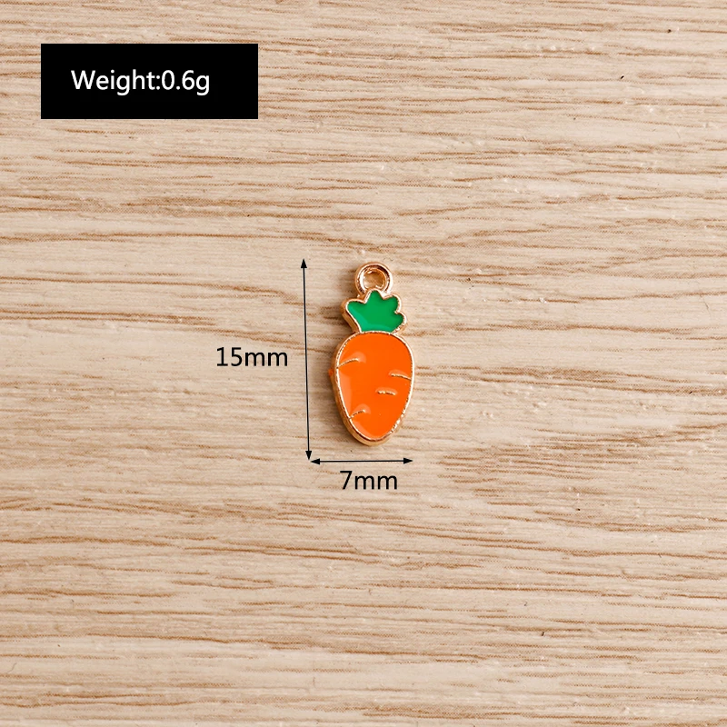 

10pcs 7*15mm Enamel Carrot Charms for Jewelry Findings Handmade Crafting DIY Radish Charms Pendants Necklaces Earrings Supplies
