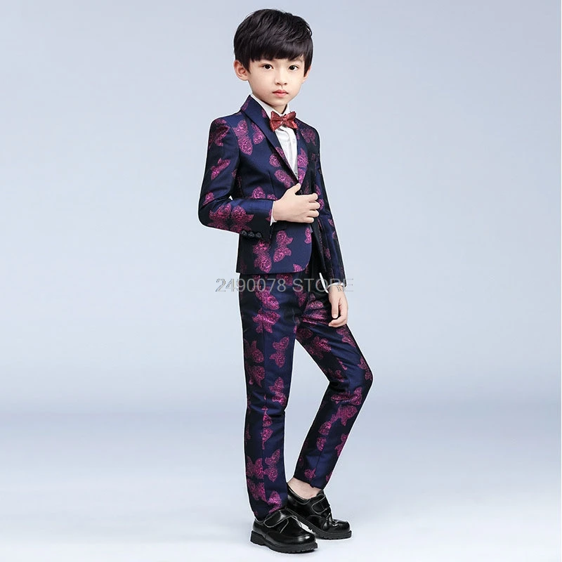 

Детский Благородный жакет, жилет и брюки, 3 предмета, платье Вечерние, детский костюм для выступления на сцене, роскошный свадебный костюм для мальчиков с цветами