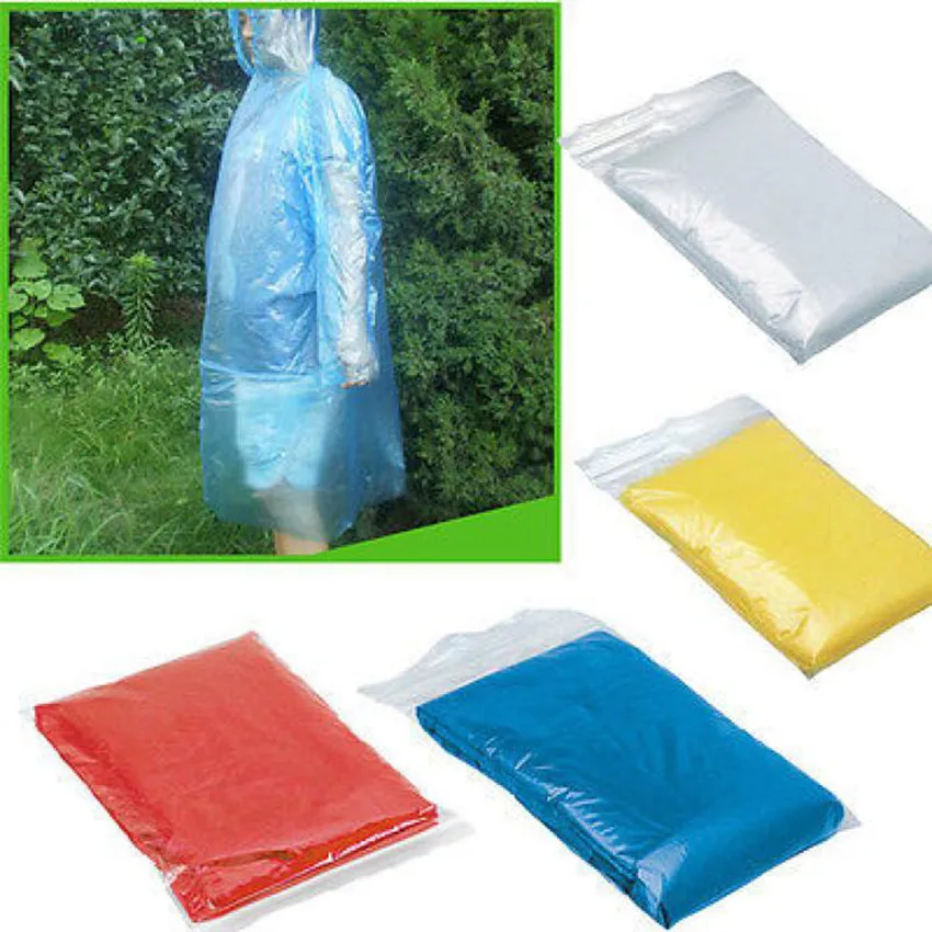 10/5Pcs Disposable Transparent Raincoat Men Women Adult Emergency Waterproof Hood Poncho Travel Camping Rain Coat Impermeable | Дом и сад