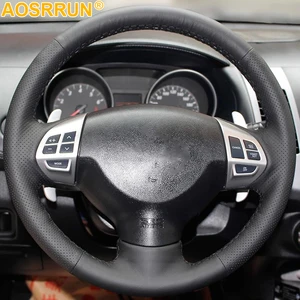 Black Artificial Leather Car Steering Wheel Cover for Mitsubishi ASX
Lancer EX10 Lancer X Outlander Colt Pajero Sport