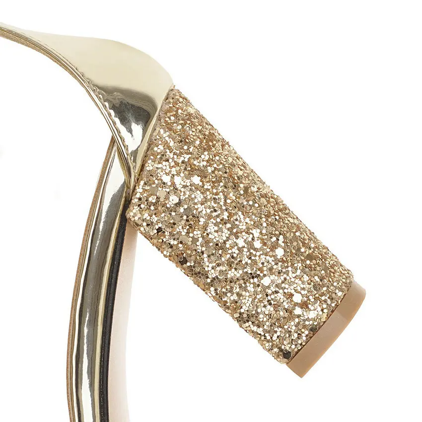 Женские Прозрачные Сандалии QUTAA с ремешком на щиколотке шнурках блестками