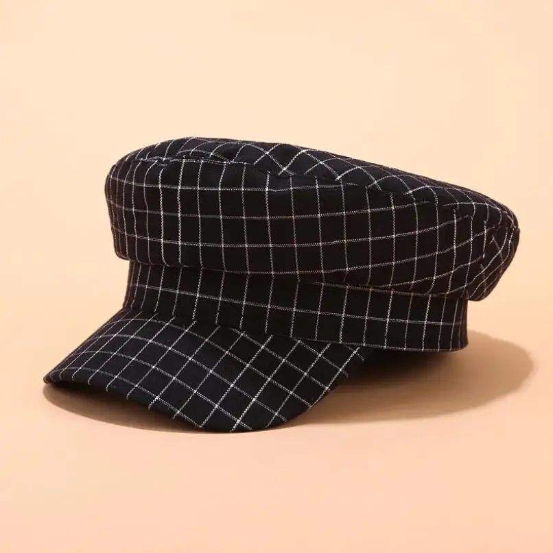Женская восьмиугольная кепка в клетку простая Кепка британском стиле газетчика