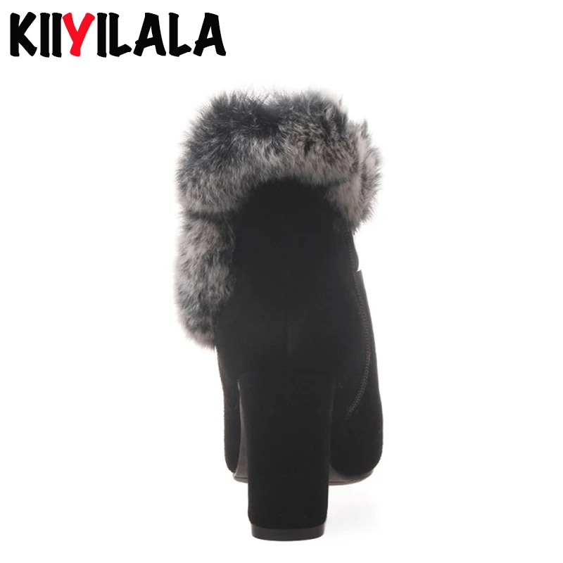 Зимние сапоги Kiiyilala из коровьей замши на молнии женские с натуральным мехом