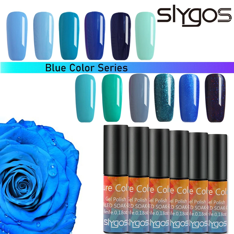 Гель-лак для ногтей SLYGOS 6 мл серия синих цветов размачиваемая светодиодная