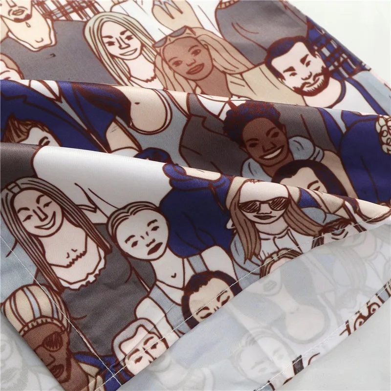 

Personality Cartoon Print Shirt Chic Wild Short Sleeve Women Blouses 2020 New Turn-down Collar Casual Top