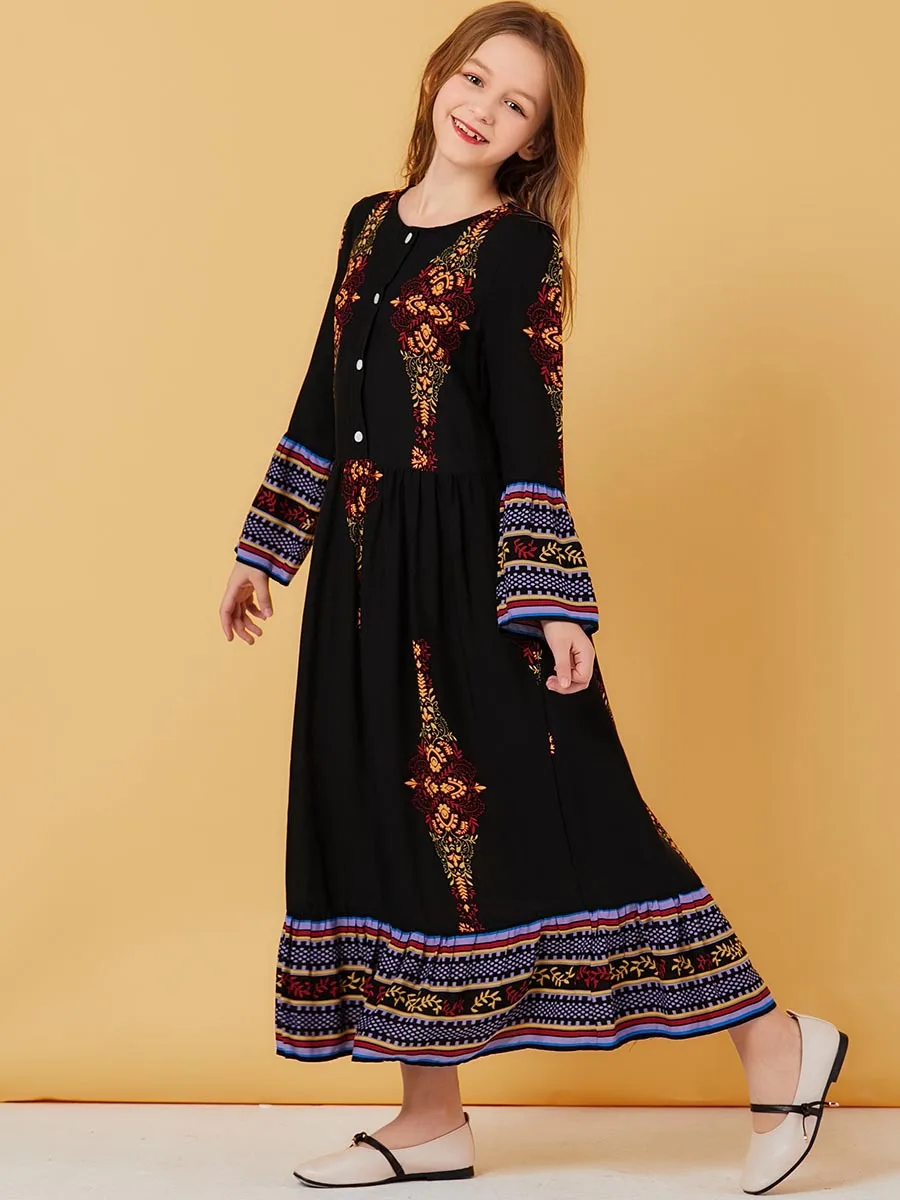 Зимнее женское платье размера плюс с длинным рукавом мусульманское вышивкой