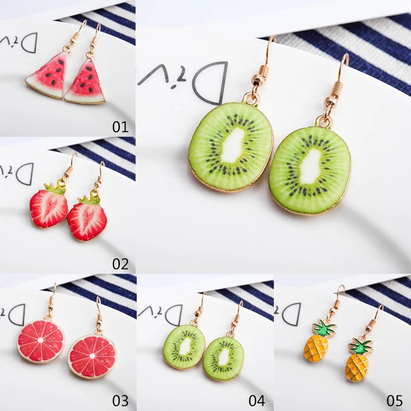 Длинные полимерные серьги со стереозвуком лимона и апельсина модные летние