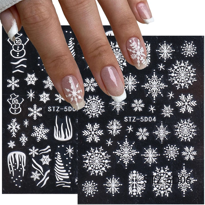 

1PC Snowflake Nail Art Stickers 3D Christmas Designs Adhesive Sliders For Nails Foil Decals Self-Adhesive Manicure Decorations