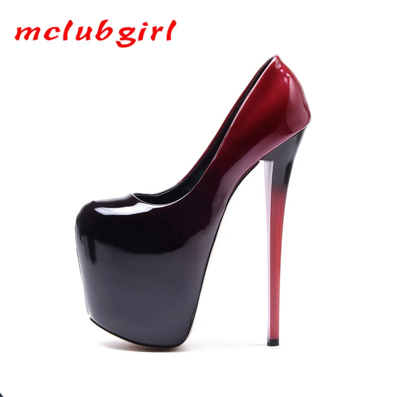 

Mclubgirl Club Wedding Pumps Sexy Spring Super High-heeled 20cm Nightclub Women's Shoes Gradient Black Red 43 size shoes MJL