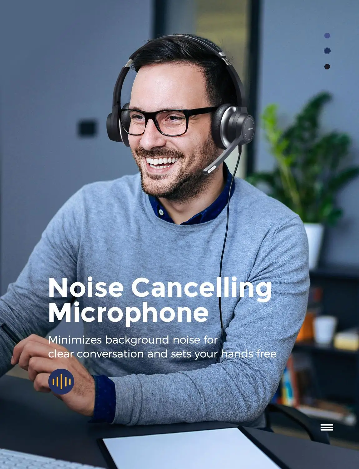 

Mpow USB/3.5mm Office Headset with Microphone Comfort-fit 4.8oz PC Noise Cancelling 2.4m USB Charging Wired Computer Headphone