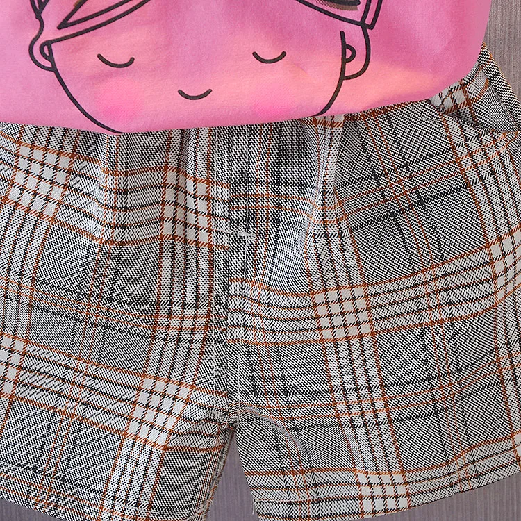 Летняя детская одежда из 2 предметов для маленьких девочек Футболка с рисунком