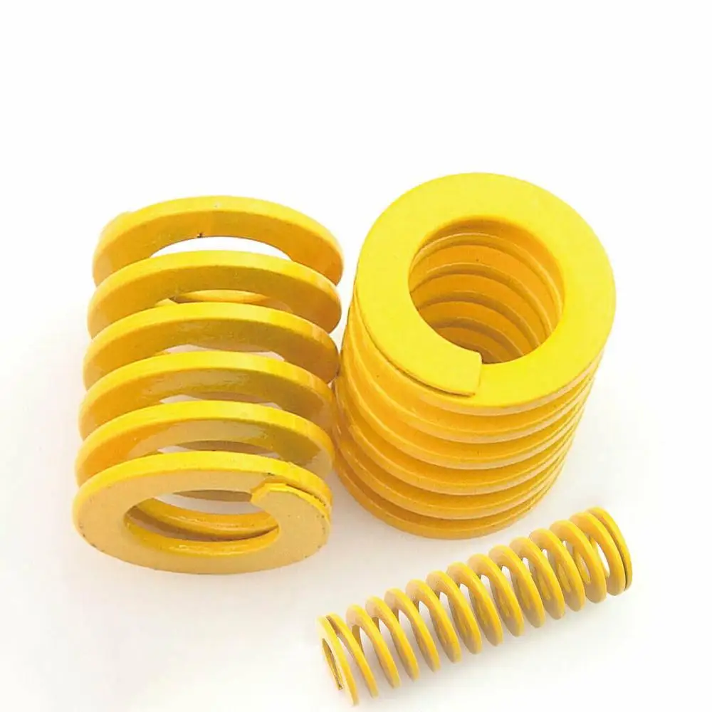 2Pcs Yellow Long Light Load Stamping Compression Mould Die Spring Outer Dia 14mm Inner Dia 7mm Length 25-70mm