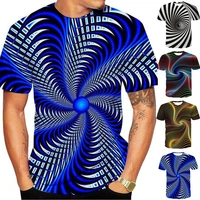 2020 vertigo hypnotic 3d print t shirt mens summer graphic tshirts short sleeve funny 3d lattice shirt oversized men clothing