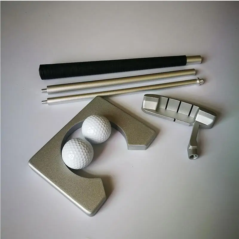 

Portable Golf Putter Kit with Ball Hole-Cup Golfer Training Set with Box for Travel Indoor Golf Putting Practice Silver
