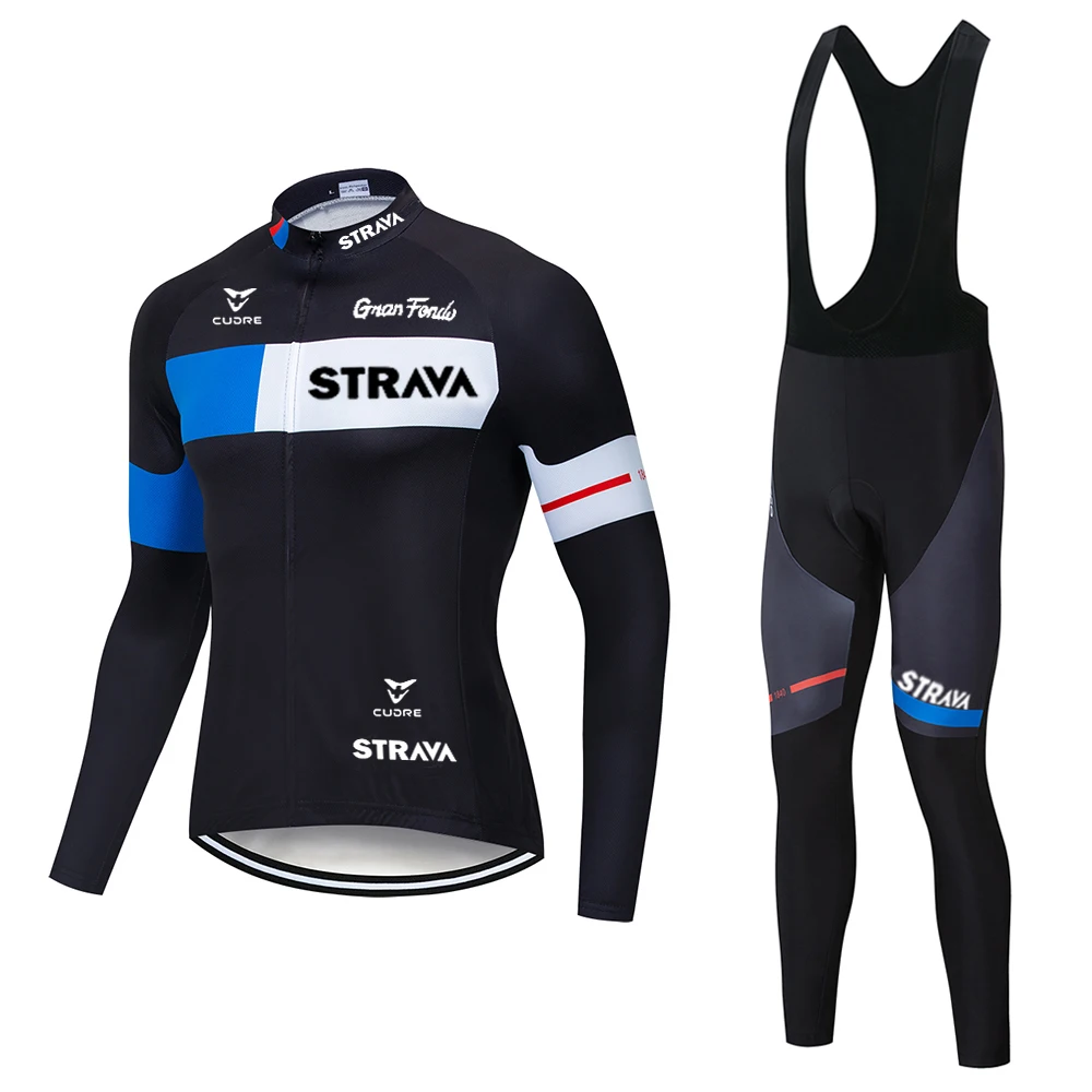 

Трикотажный комплект для велоспорта STRAVA, дышащая одежда с длинным рукавом для езды на велосипеде, осень 2021