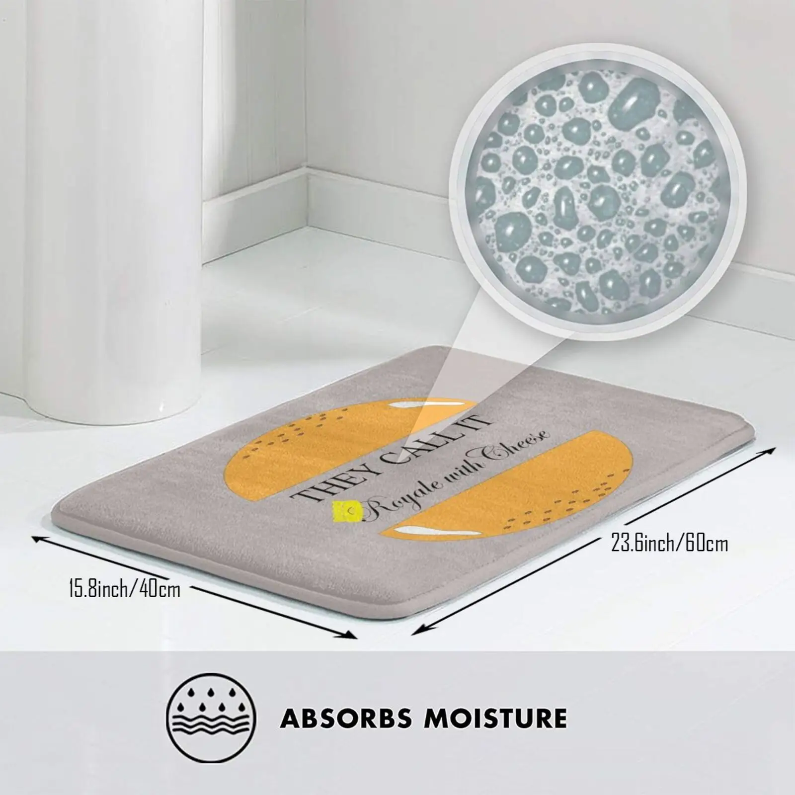 Мягкий Нескользящий Коврик с надписью Royale With Cheese