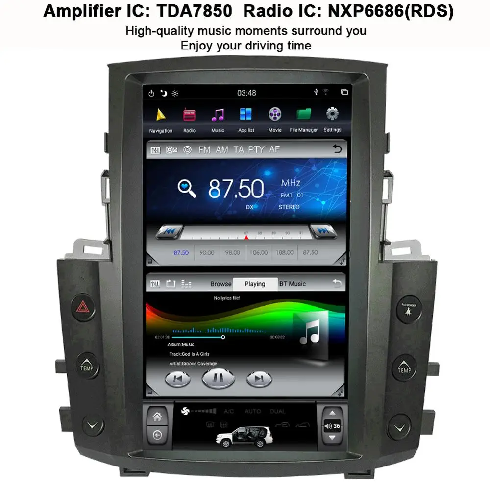 Carbar 13.6" Tesla Style PX6 Android 8.1 Car DVD GPS Player For Lexus LX570 2007-2015 Stereo Radio Audio Navigation | Автомобили и