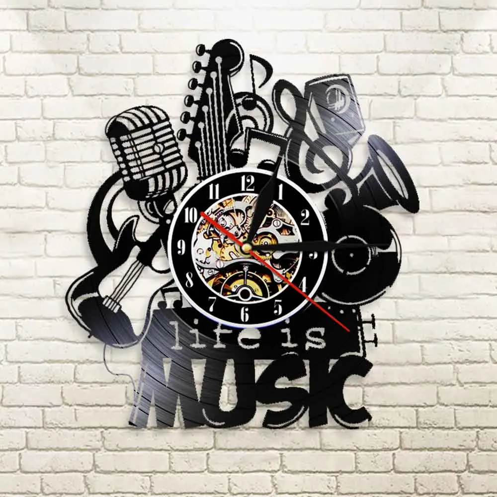 Настенные часы Life Is Music современный домашний декор виниловая запись музыкальные