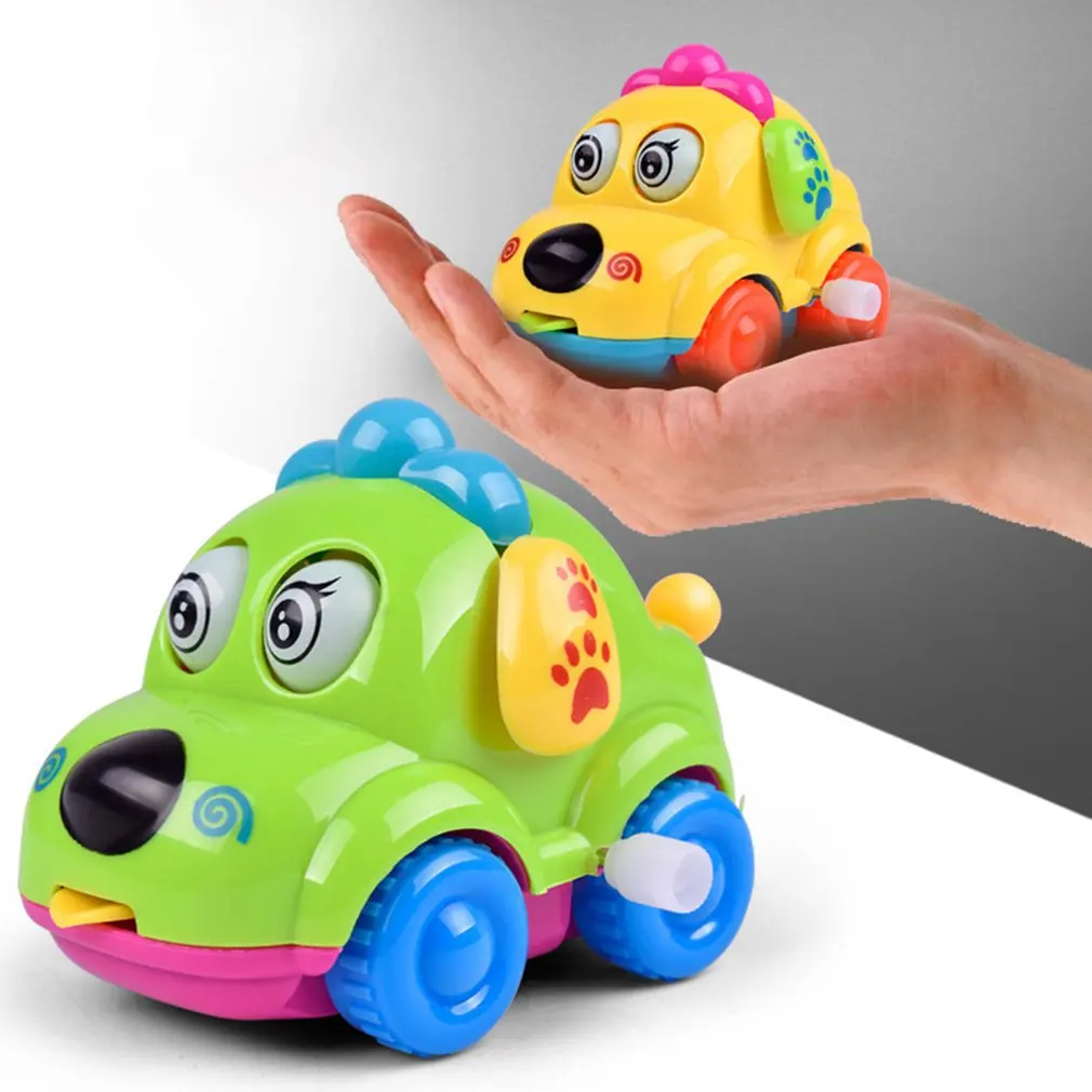 Kawaii милые Мультяшные животные игрушки собаки бегущий автомобиль заводные