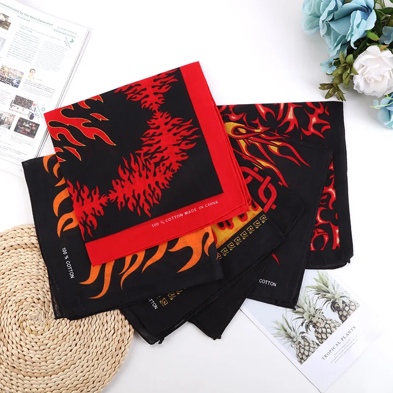 

54cm Unisex Print Cotton Bandana Kerchief Trendy Creative Multipurpose Decorative Headwear Square Scarf Handkerchief Wholesale