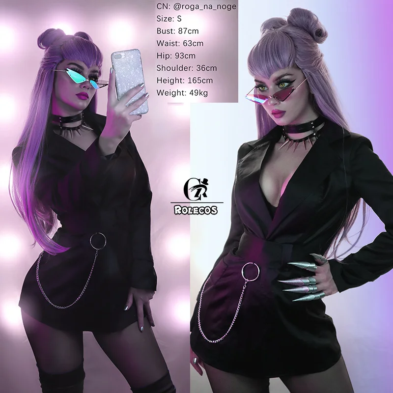 ROLECOS игры Лига Легенд кДа Evelynn Косплэй костюм круче пикантные Для женщин черный