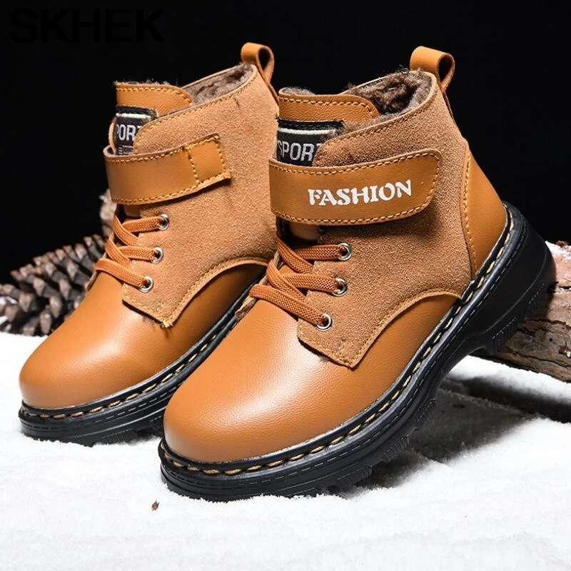 

SKHEK Boys Girls Boots Winter Children's Snow Boots Waterproof Warm Kids Ankle Booties for Girl Martin Shoes Size 28-38