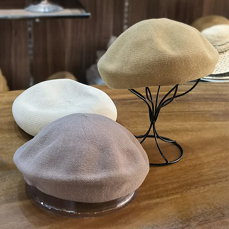 

Casual Women's Summer Hat Natural Flax Beret Hat Sun Protection Cap Female Cotton Comfortable Breathable Beach Hat Sun Hats