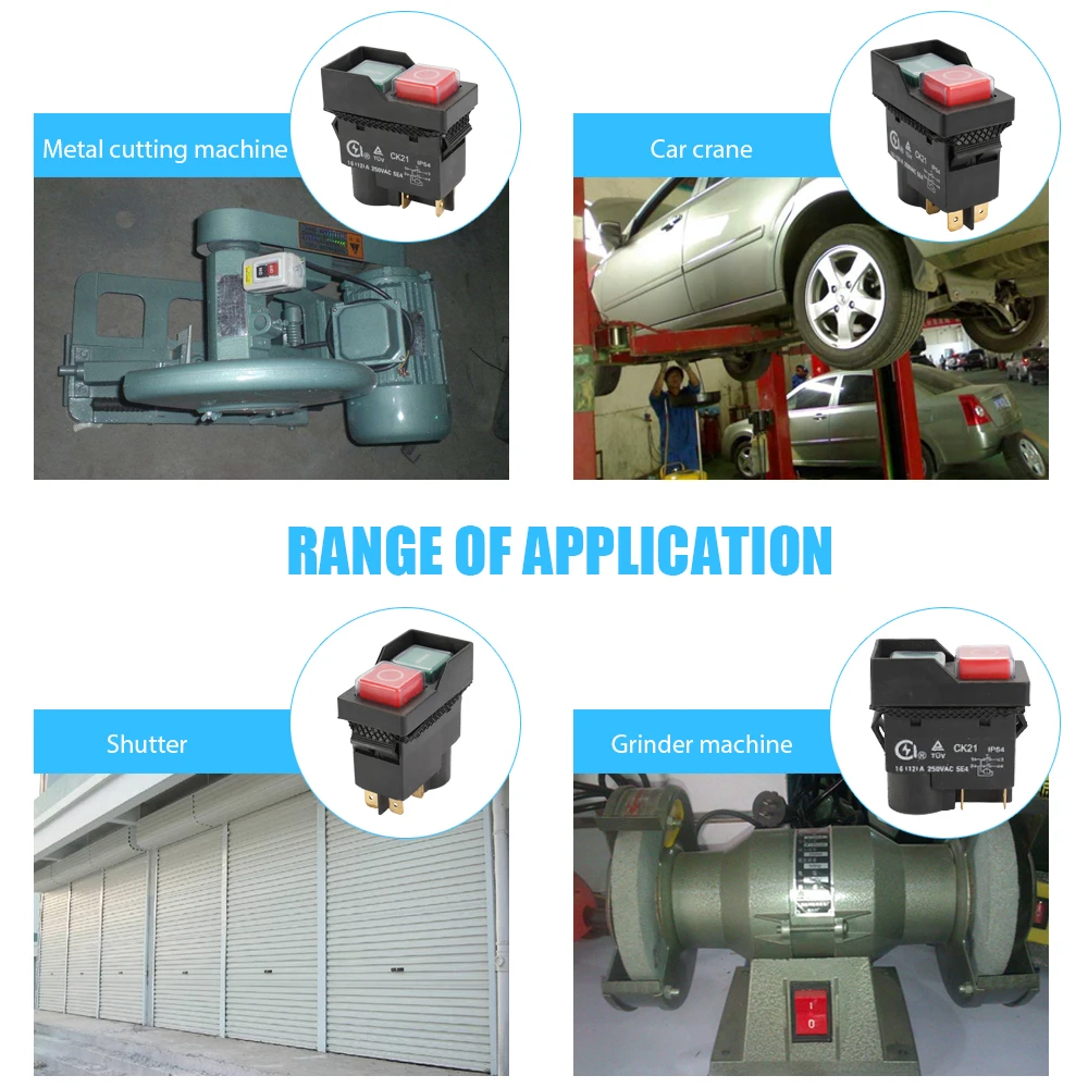 Водонепроницаемый IP54 кнопочный электромагнитный переключатель 4/5 Pin 250V 4A/6A