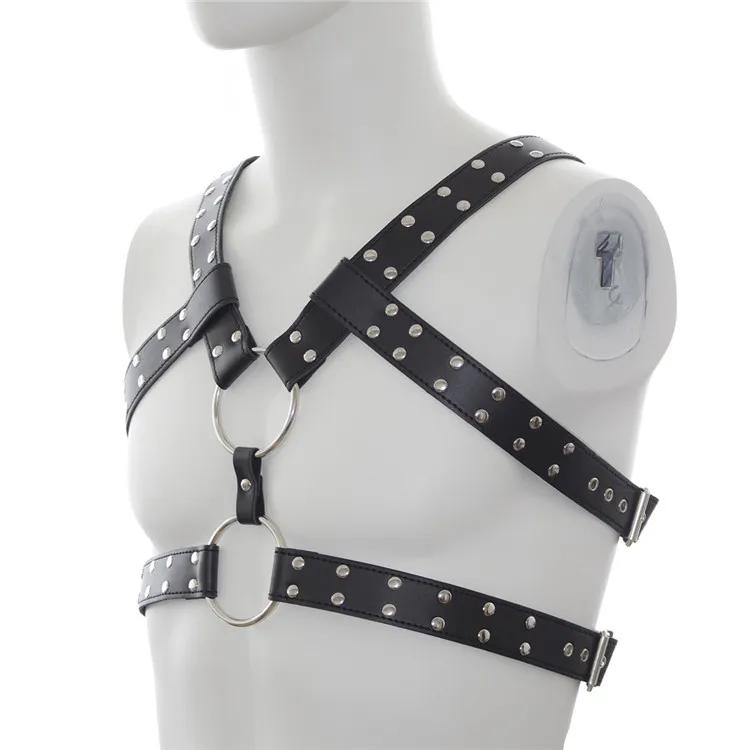

Cool Men Bondage Restraints Faux Leather Harness Male Fetish Bondage Toy Sexy Clubwear Nightclub Erotic Costume Sexy Lingerie