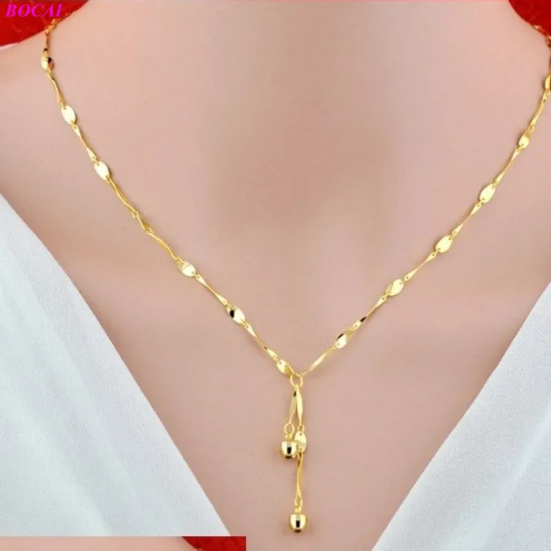 Женское серебряное ожерелье BOCAI S925 пробы цепочка из тайского серебра трех цветов