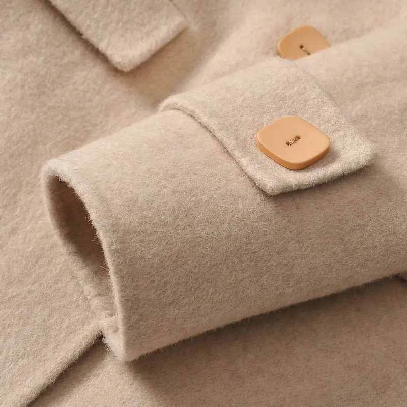 Женское пальто из шерсти альпаки элегантное корейское на весну и осень 2020