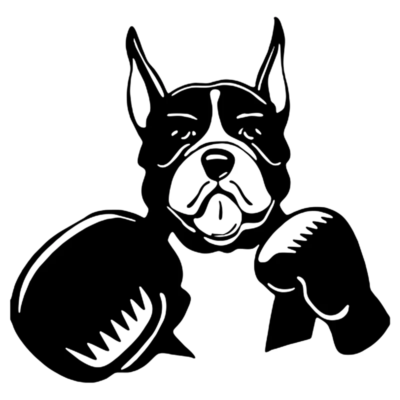 

Наклейка на автомобиль, собака в боксерских перчатках