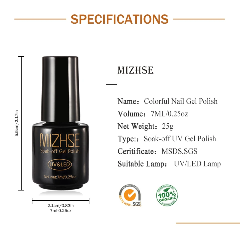 

MIZHSE 7 Vernis - Nagellak Hybryda Do Paznokci