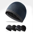 Новая мужская зимняя бархатная плотная теплая вязаная шапка Повседневная шапка с черепом Мужская Удобная мягкая шапка с капюшоном