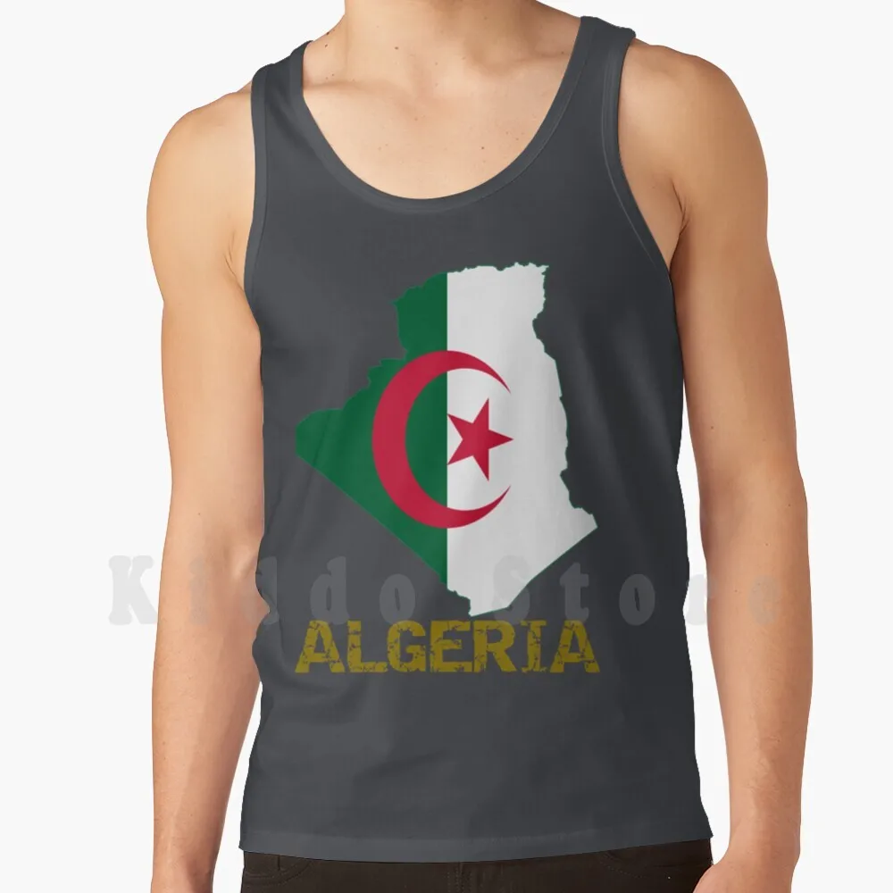 

Carte De L'algérie Inscription En Anglais ( Or ) Tank Tops Vest Sleeveless Algérie Plan Drapeau Cdm Caf Jeux