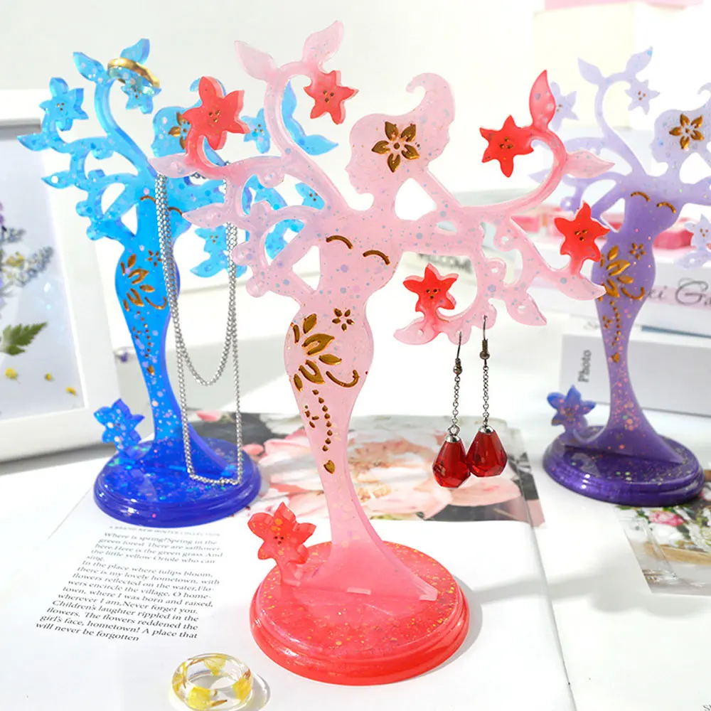 

2Pcs Desktop Storage Stand Crystal Epoxy Resin Molds Jewelry Display Shelf Rack Casting Silicone Mold DIY Crafts Making Tools