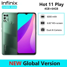 Infinix Hot 11 Play Global Version 6.82 HD+ Display Smartphone 6000mAh Battery Helio G35 13MP AI Dual Rear Camera  Android 11