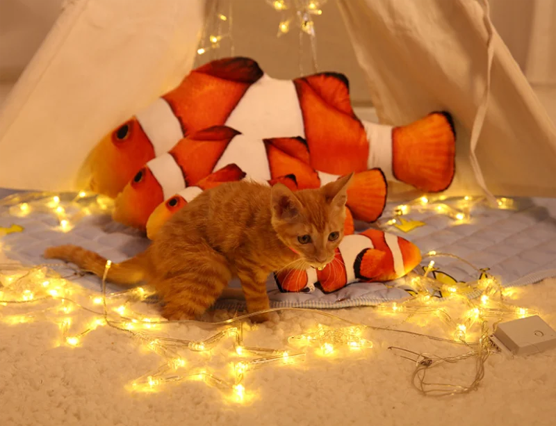1 шт., креативные игрушки для домашних животных, кошек, котят, жевательных кошек, кошачья мята, мягкая Рыбка, интерактивный котенок, продукт 20 см, 30 см, 40 см, четыре размера