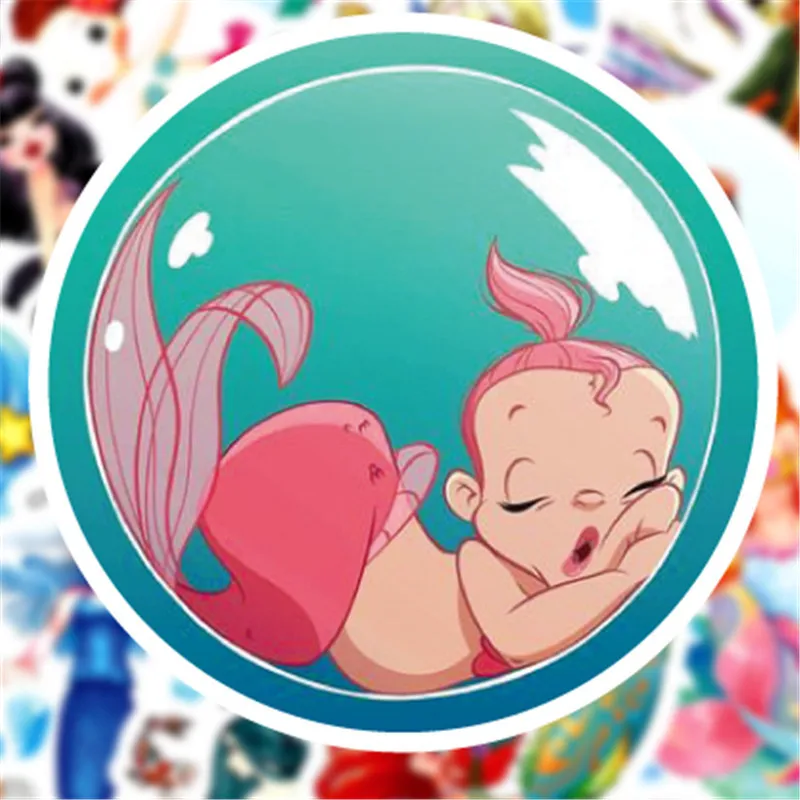 Новый 50pcsPVC мультфильм наклейка с русалкой водонепроницаемый компьютер