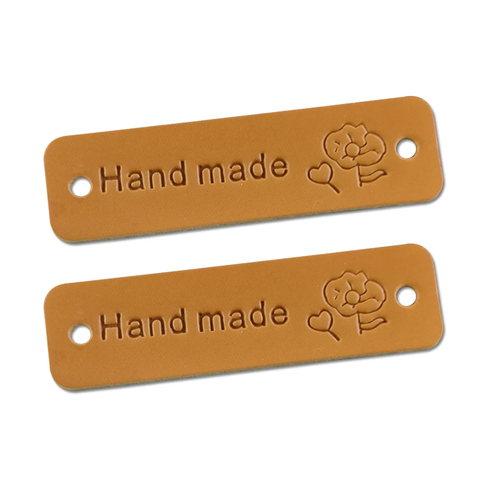 Опаловый Diy кожа сделанное вручную этикетки для одежды с логотипом цветка ручной