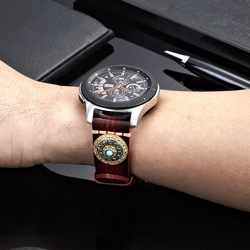 Ремешок из натуральной кожи для galaxy watch 42 мм 46 декомпрессионный браслет с