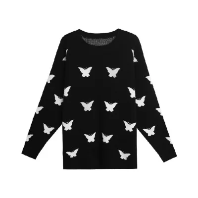 

2020 New Butterfly Printed Knitwear Women's Autumn Wear Korean Loose Knitwea