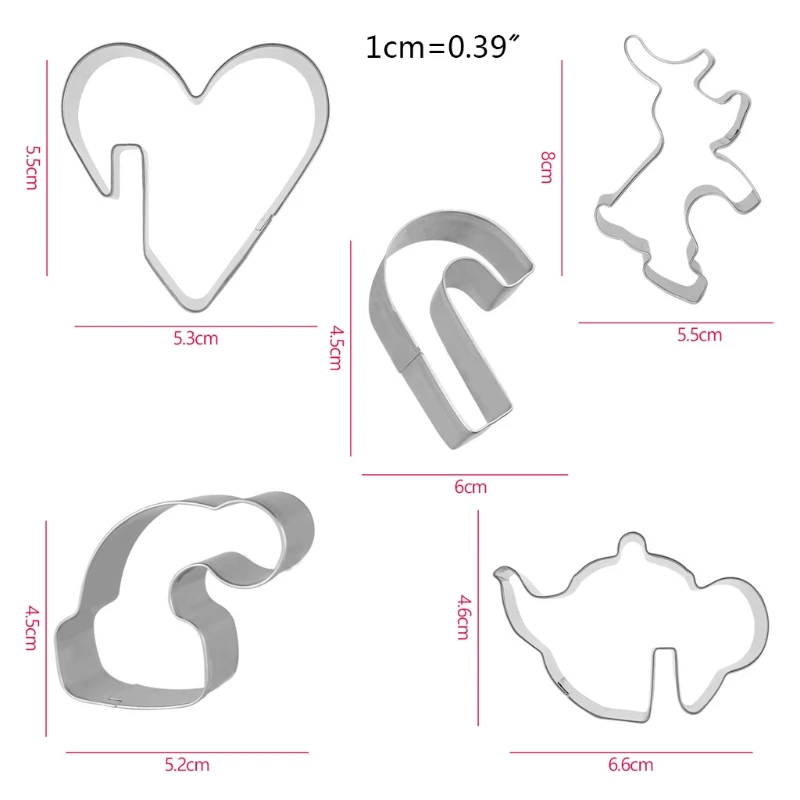 

5pcs/set Stainless Steel Hanging Cup Christmas Cake Cookie Cutter Mold Biscuit Mould DIY Fondant Pastry Decorating