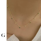 GHIDBK темпераментная тонкая цепь с зеленым кулоном Ожерелье для женщин Изумрудный каплевидный кубический цирконий хрустальное ожерелье ювелирные изделия